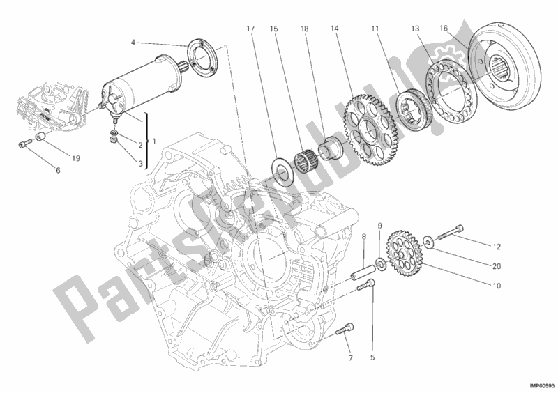 All parts for the Starting Motor of the Ducati Superbike 1098 R Bayliss 2009